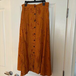 NWOT Bel Kazan Abstract Linen Midi Skirt